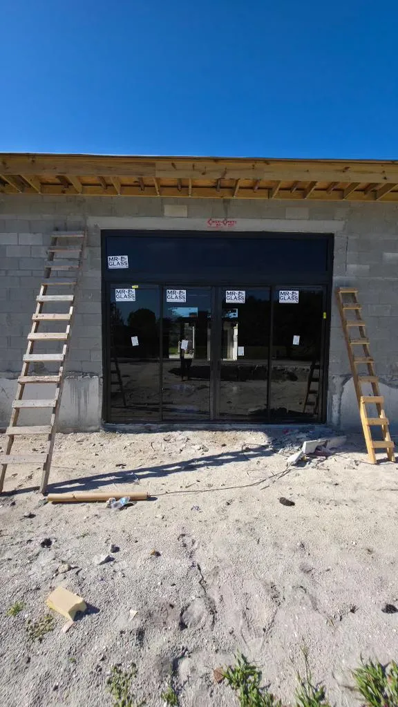 4-panel impact sliding glass door commercial installation