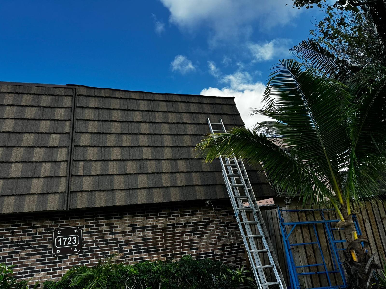Completed shingle roof Palm Springs FL - front view with new shingles