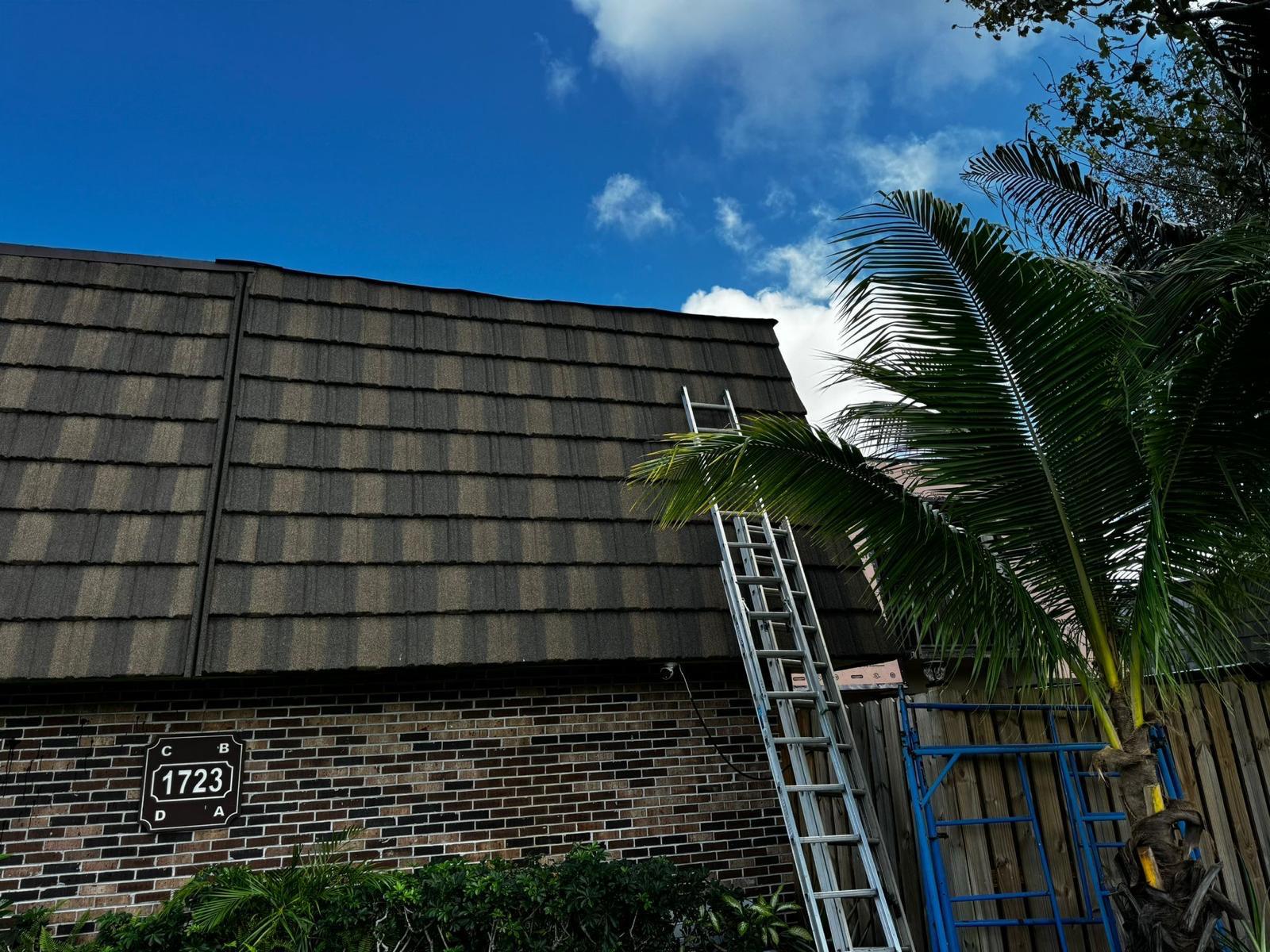 New shingle roof completed Palm Springs FL - side view